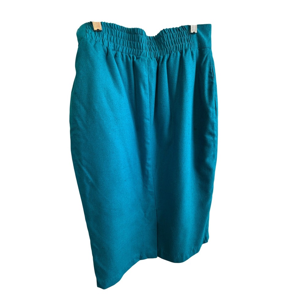 VTG 80s SK & Company Turquoise Pure Silk Pencil Skirt Pockets Size 6 Office Work - Picture 4 of 8